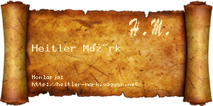 Heitler Márk névjegykártya